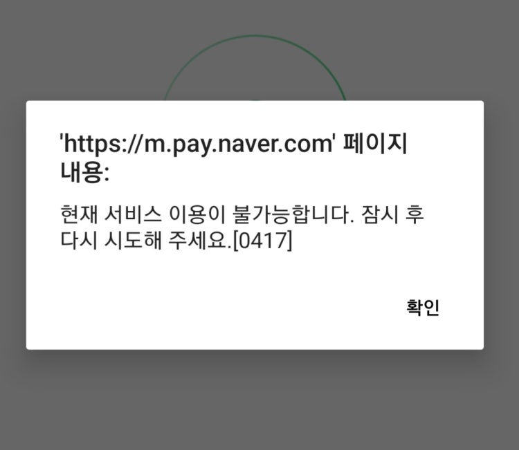 네이버페이 결제 실패 현상 이미지