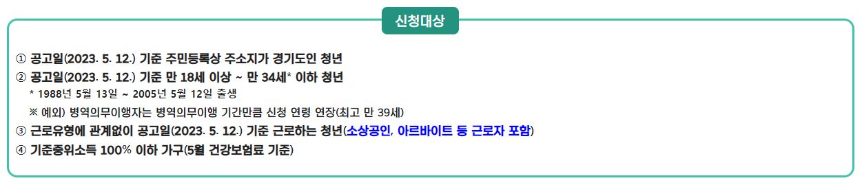 경기도 청년 노동자 통장 대상자 자격