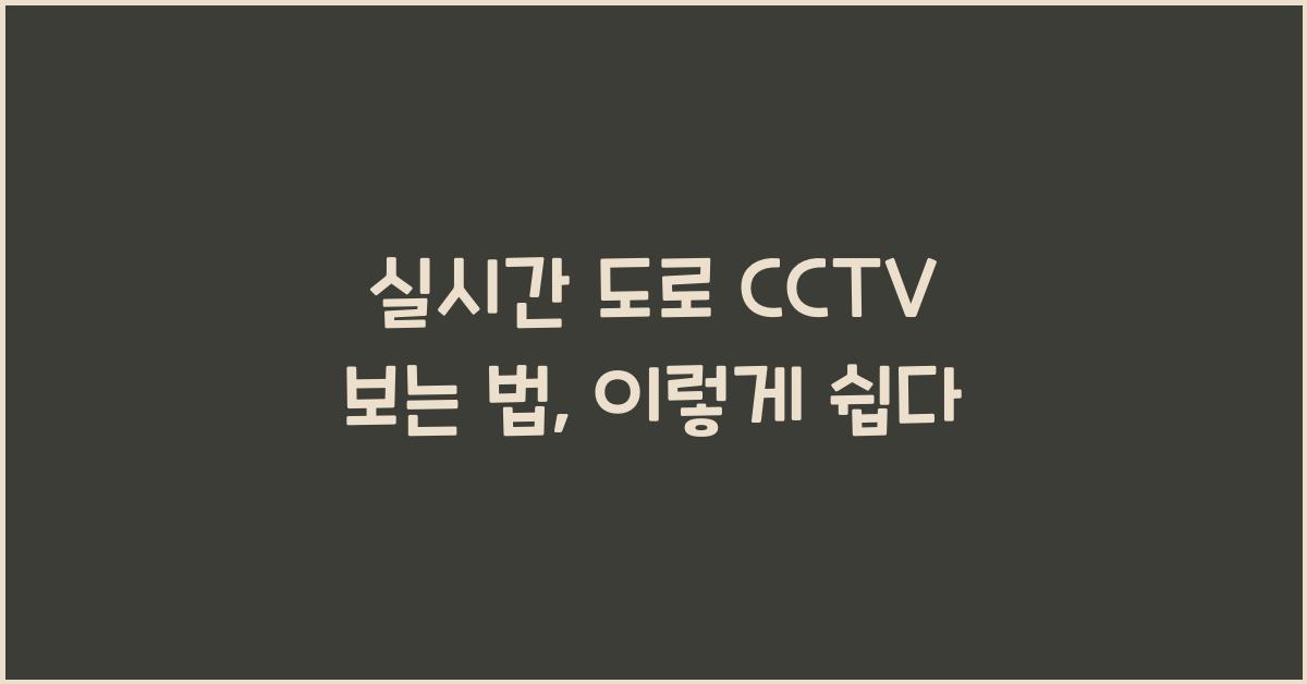 실시간 도로 cctv 보는 법