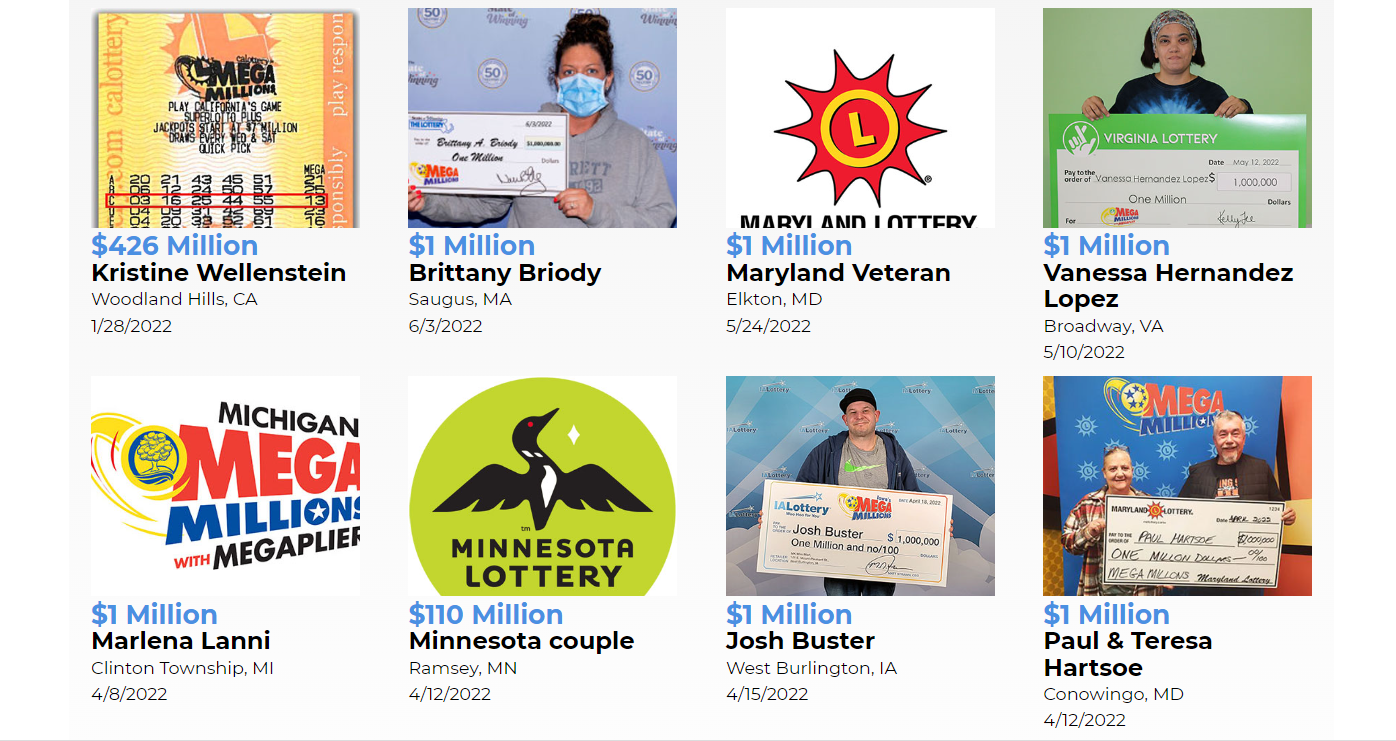 미국 메가밀리언스 복권 당첨자 인증사진