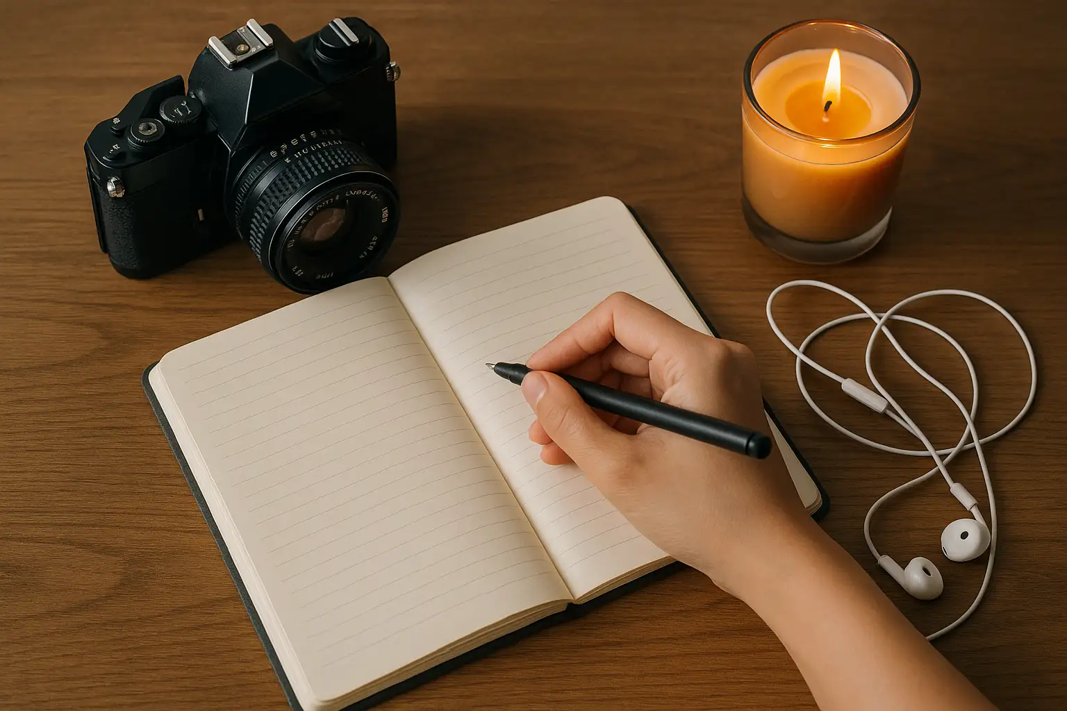 카메라, 노트, 이어폰, 향초 등 여러 감각적 도구