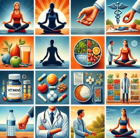 명상,음식,건강관련에 대해 표현한 이미지