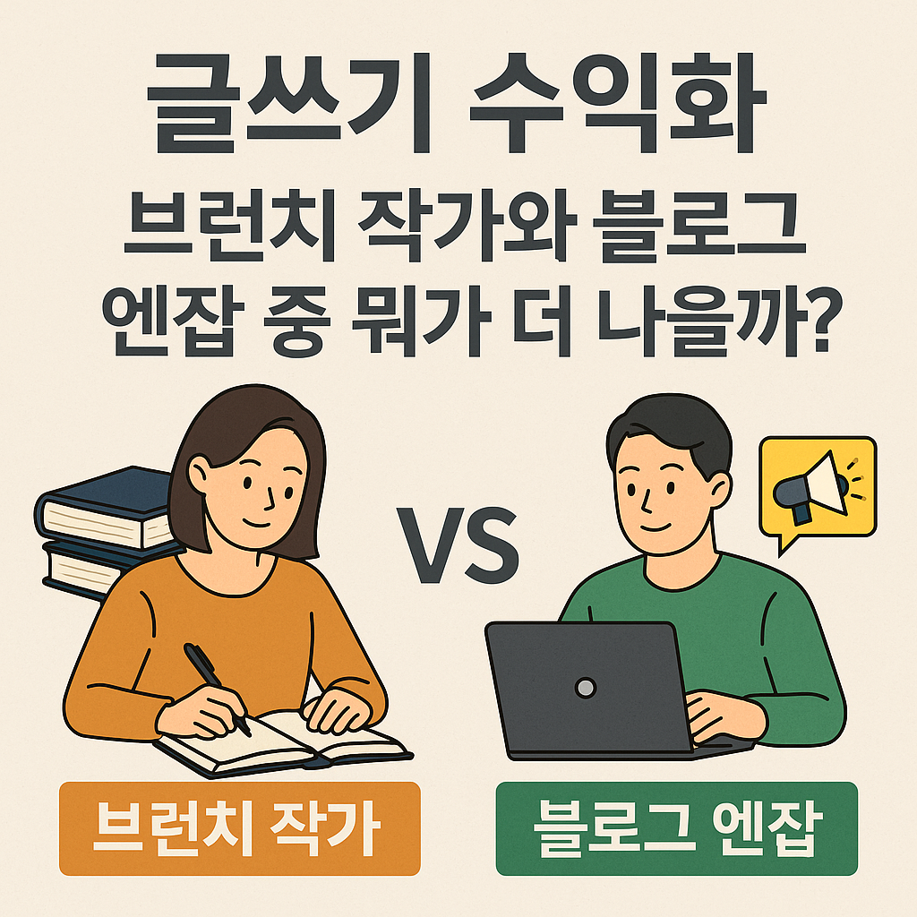 글쓰기 수익화, 브런치 작가와 블로그 엔잡(N잡) 중 뭐가 더 나을까?