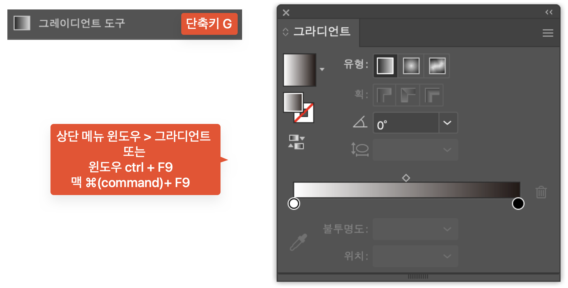그라디언트 도구와 패널
