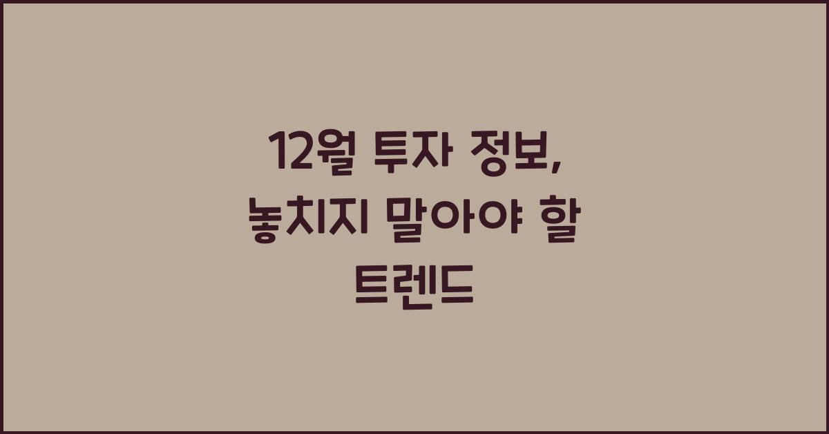12월 투자 정보