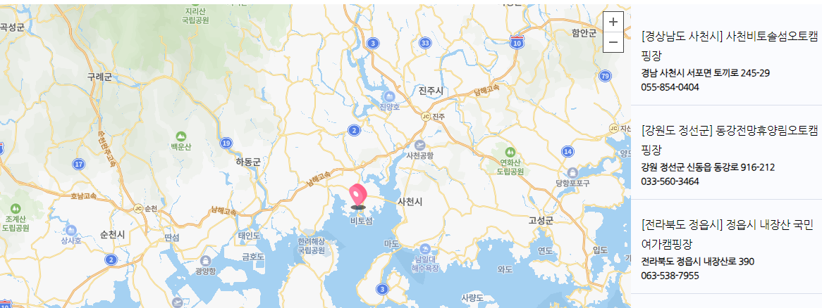 지도로 검색 : 3720개의 캠핑장