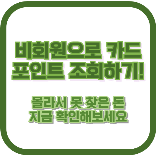 비회원으로 카드 포인트 조회하기! 몰라서 못 찾은 돈, 지금 확인해보세요