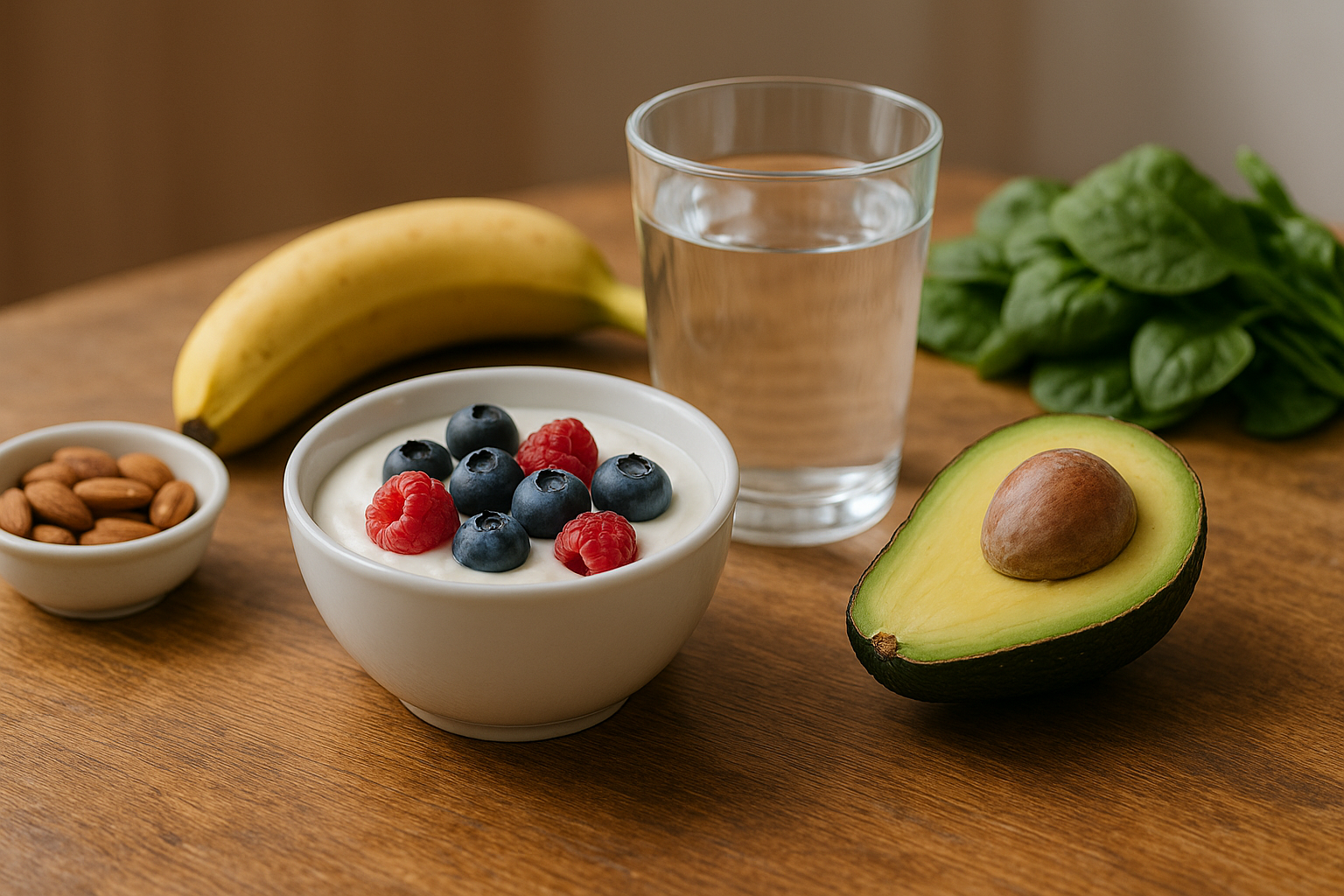 생리 기간 붓기 완화를 돕는 요거트·베리·아보카도·바나나와 물 한 잔