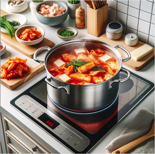 전기레인지 찌개 조리모습