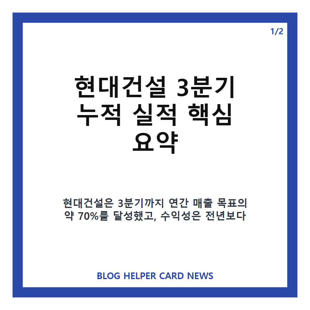 현대건설 누적 영업이익 6645억원, 3분기 실적과 증가 배경 정리 카드뉴스 1