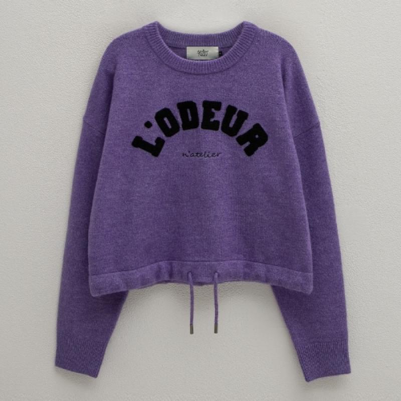 나인 로더 부클 자수 블루종 니트 T 6537