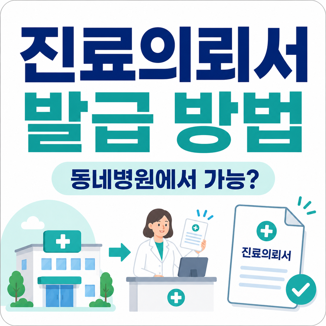 동네병원에서 진료의뢰서 발급 방법과 상급종합병원 제출 절차를 안내하는 이미지