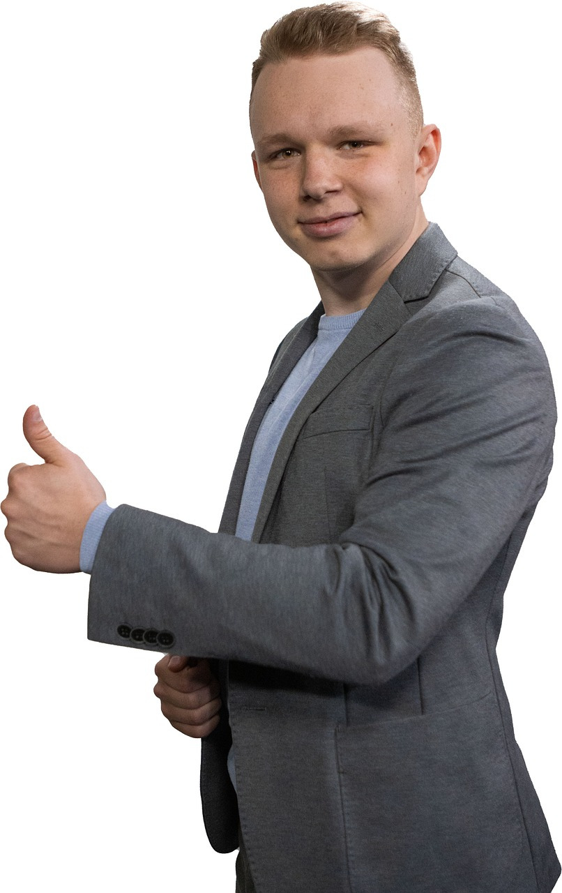 따봉을 날리고 있는 외국 남자