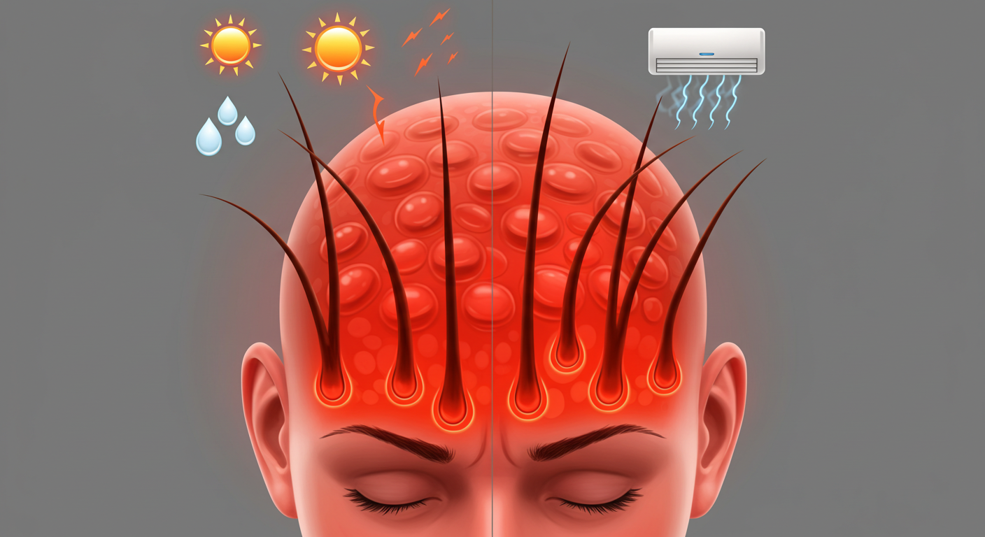 &quot;폭염이 탈모에 미치는 영향&quot;에 대한 이미지입니다.