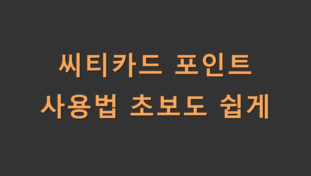 씨티카드 포인트 사용법 초보도 쉽게