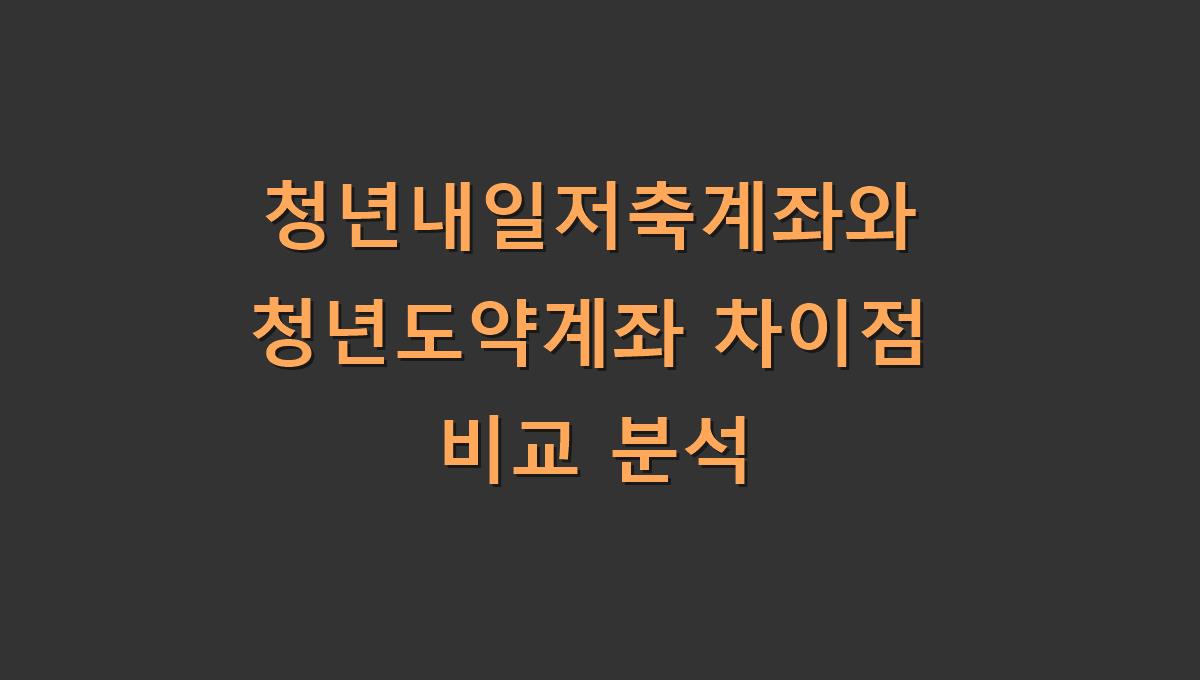 청년내일저축계좌와 청년도약계좌 차이점 비교 분석