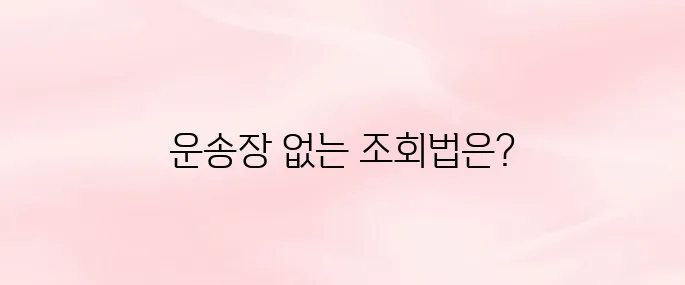 CJ대한통운 택배조회 방법 총정리 (운송장 없이도 확인 가능)