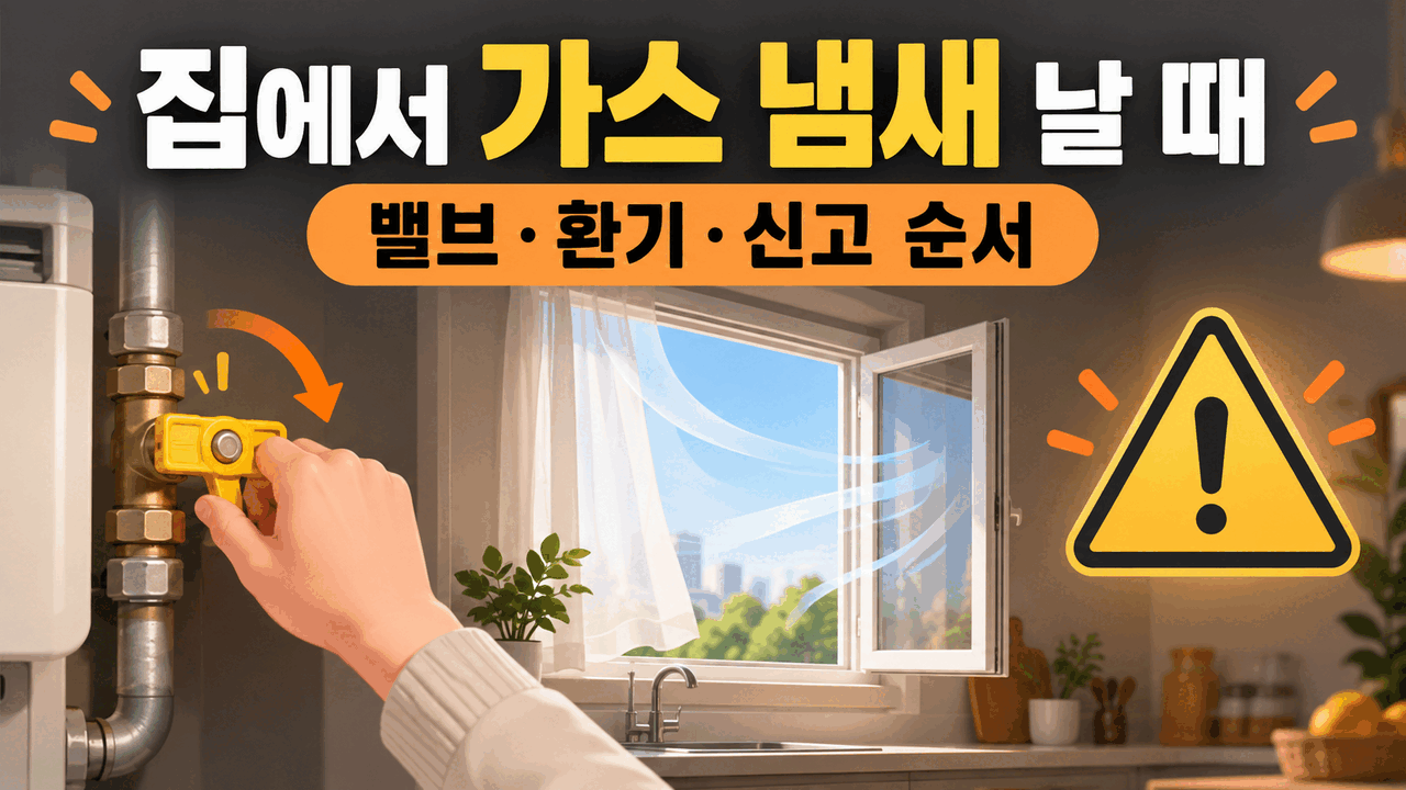 집에서 가스 냄새 날 때 ❘ 밸브 잠그기&middot;환기&middot;신고 순서