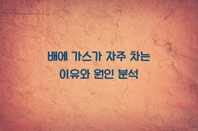 배에 가스가 자주 차는 이유