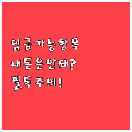 생계비계좌 입금 가능한 항목과 개인 ..