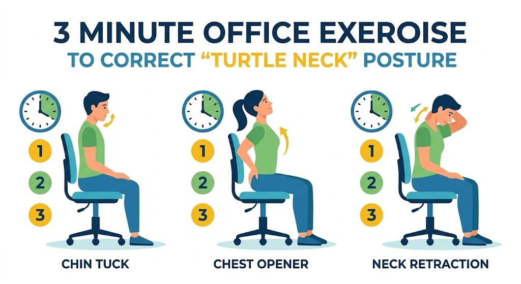 사무실 거북목 교정 운동 의자 활용 흉추 신전 스트레칭 방법