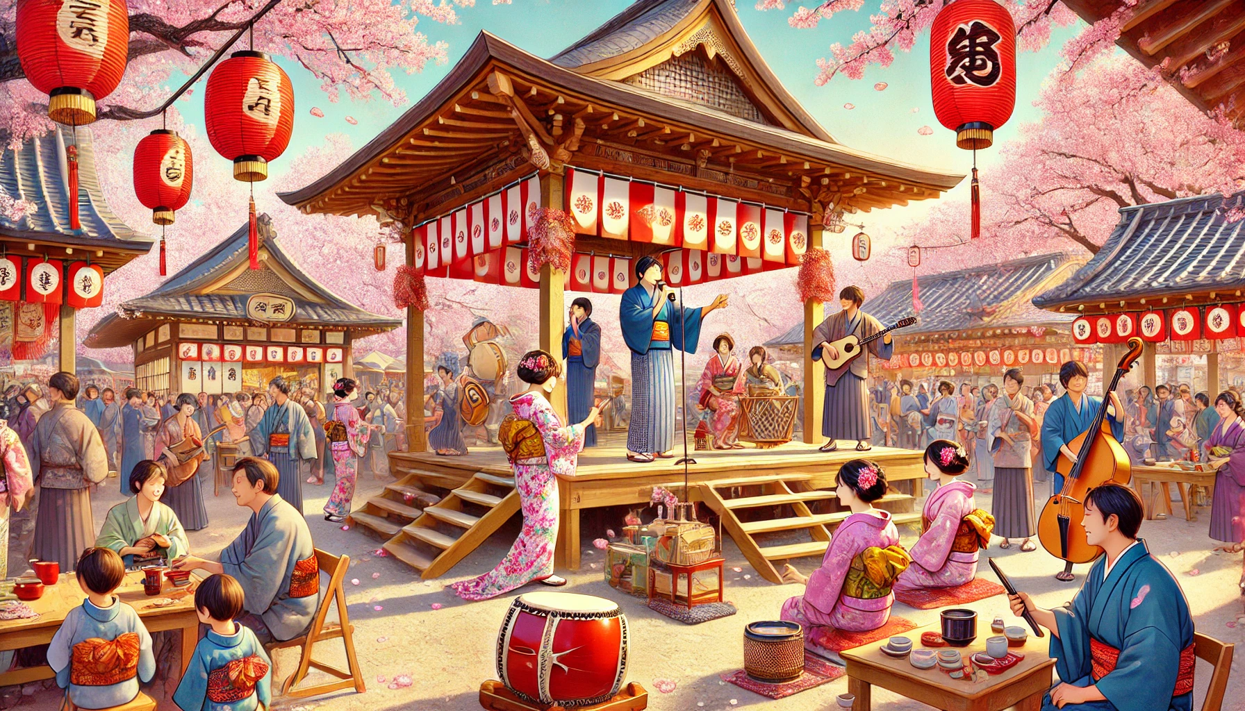 일본 벚꽃 축제에서 즐길 수 있는 전통 공연 & 체험 이미지