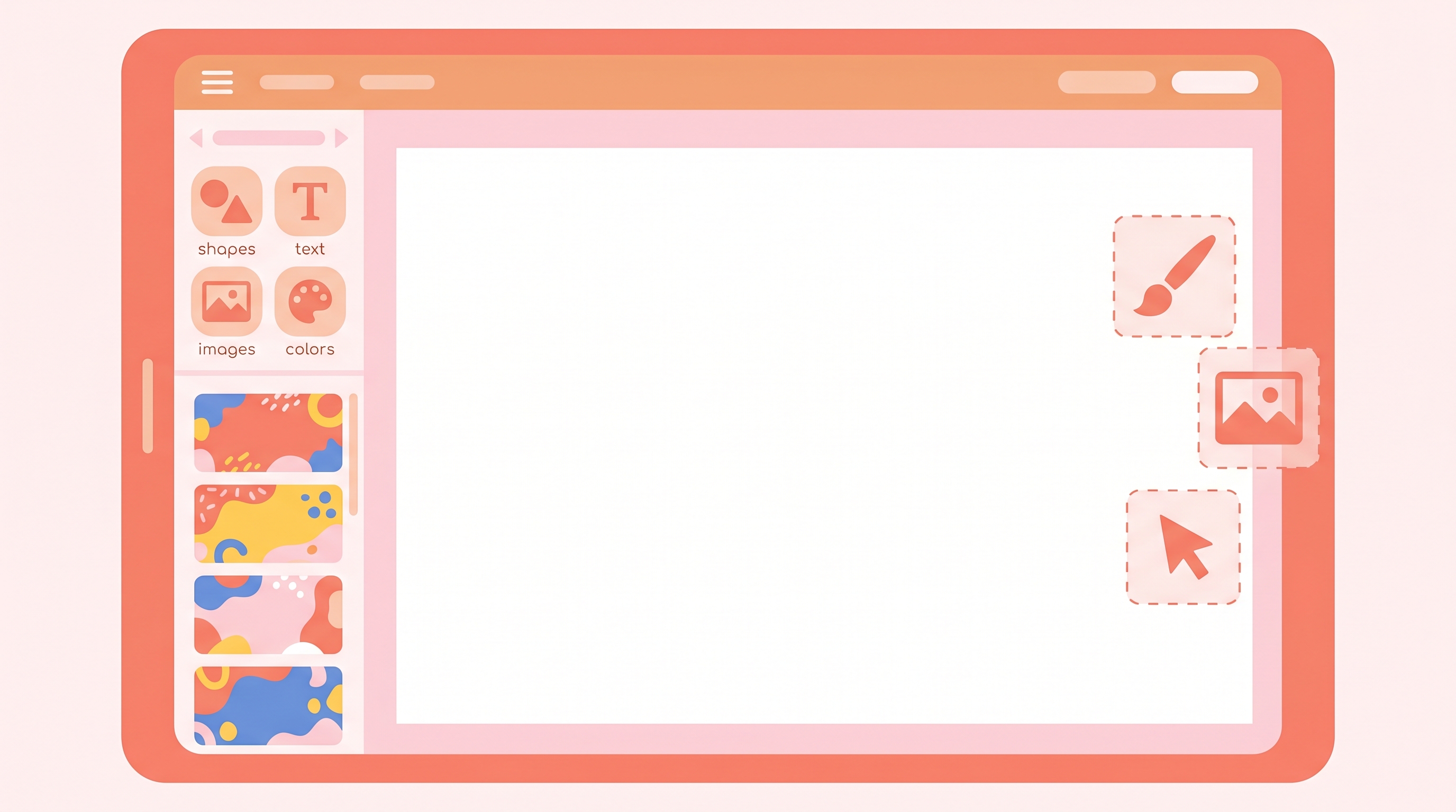 illustration of beginner using free online graphic design tool with template library