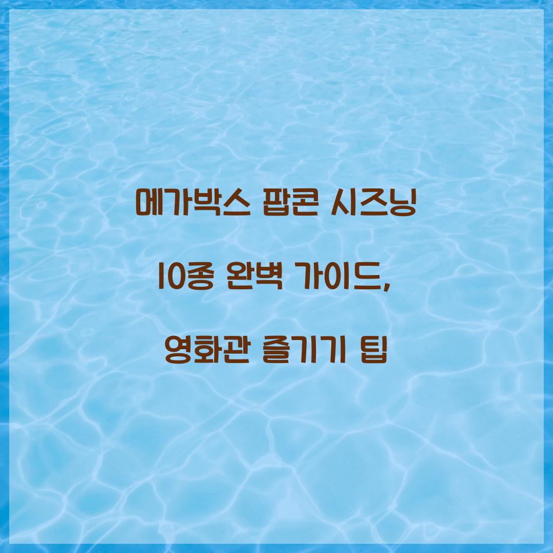 메가박스 팝콘 시즈닝