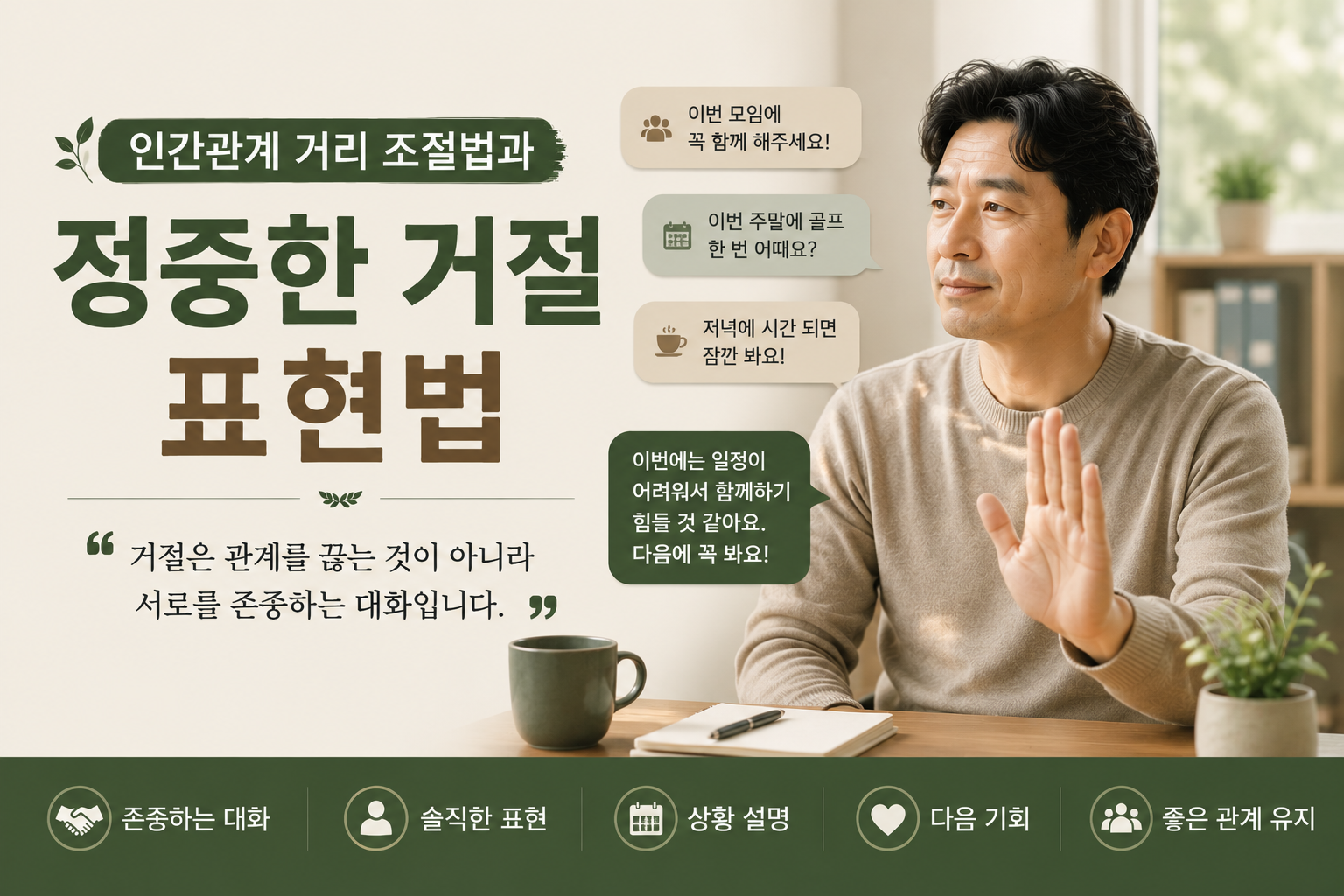 인간관계 거리 조절법과 정중한 거절 표현법