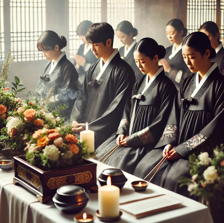 전통적인 장례식 장면