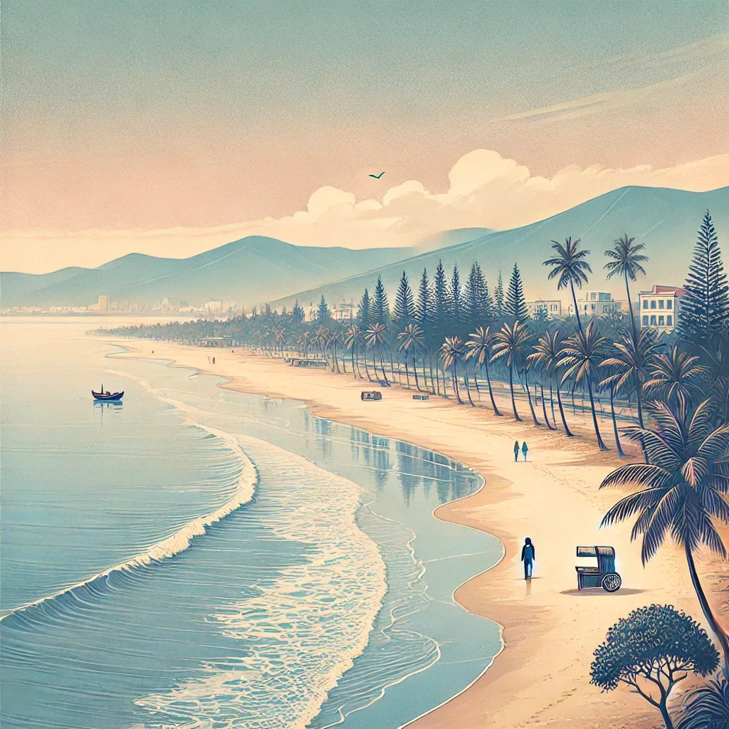 미케 해변에서 파도와 여유를 즐기는 산책