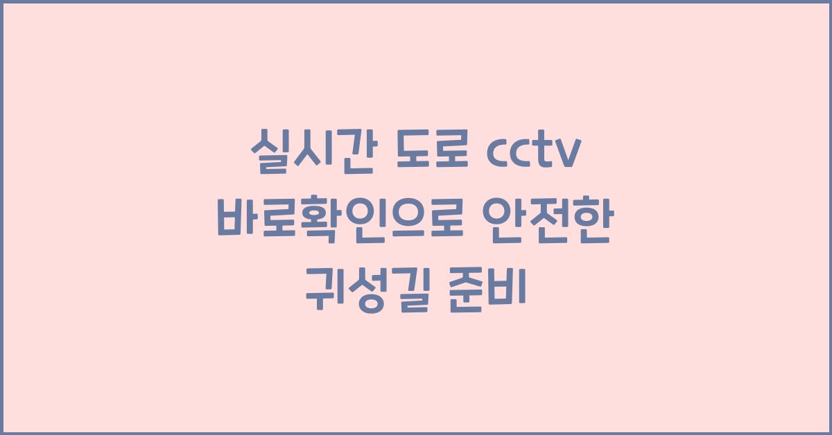 실시간 도로 cctv 바로확인