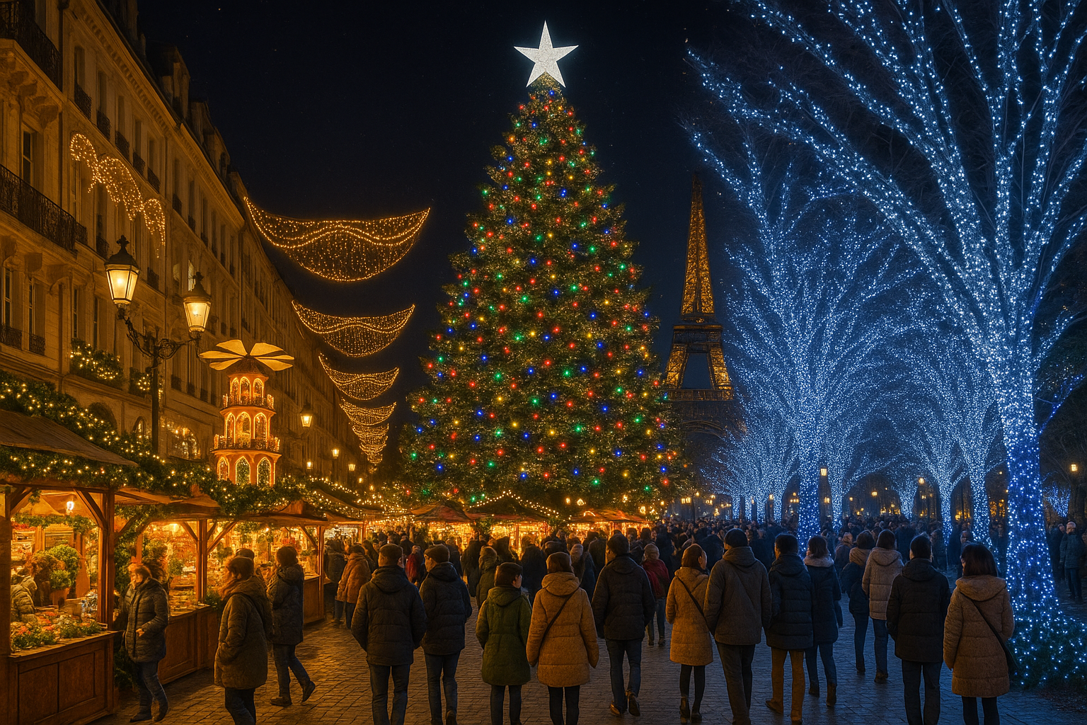 세계 크리스마스 풍경을 파노라마로 표현한 그림