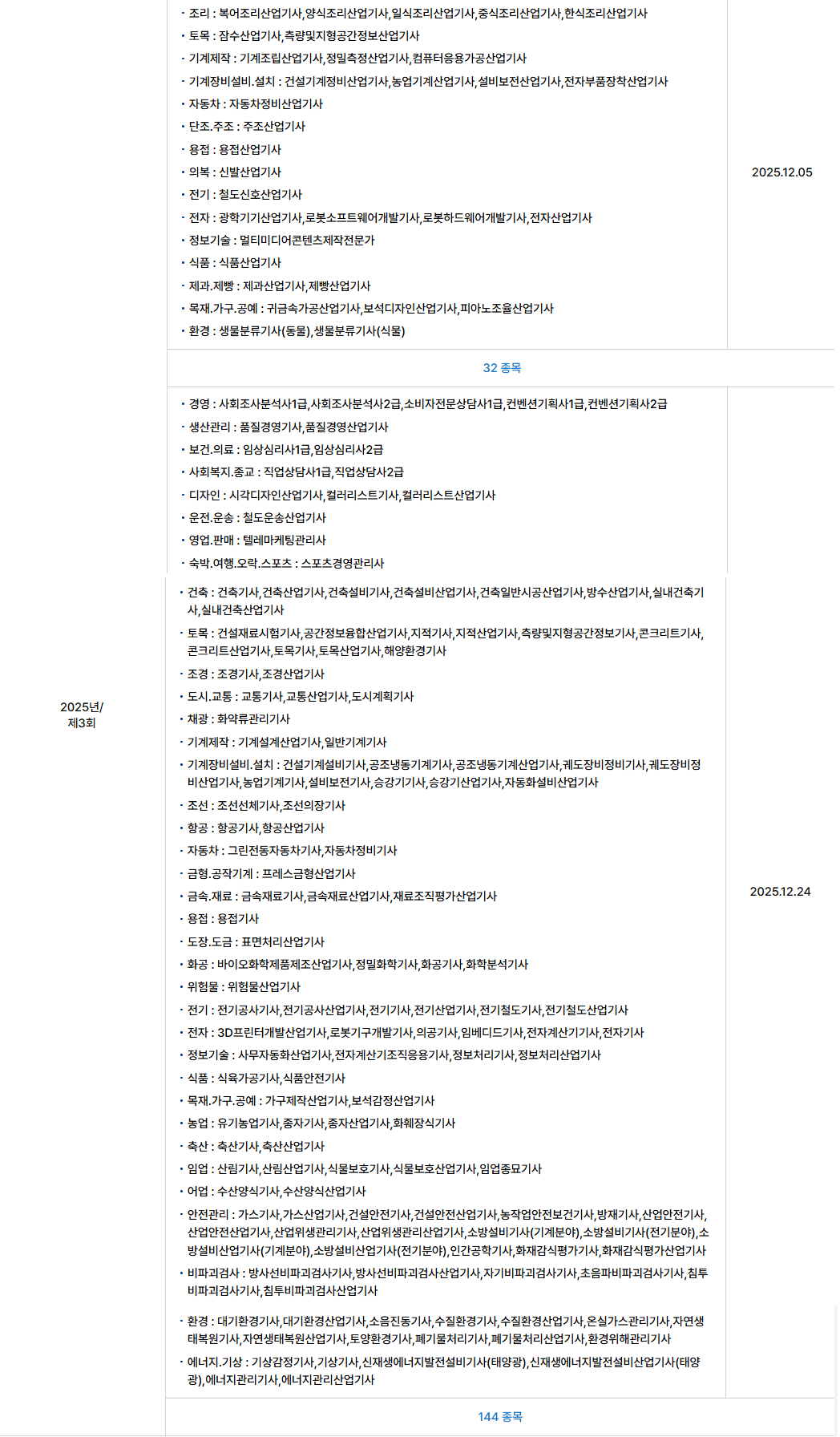 기사시험 3회 종목