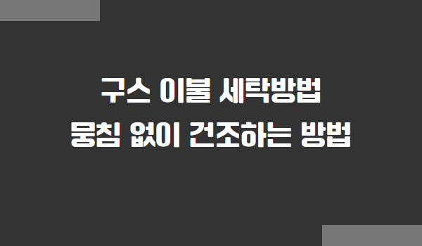 구스 이불 세탁 방법, 건조 방법, 관리 방법