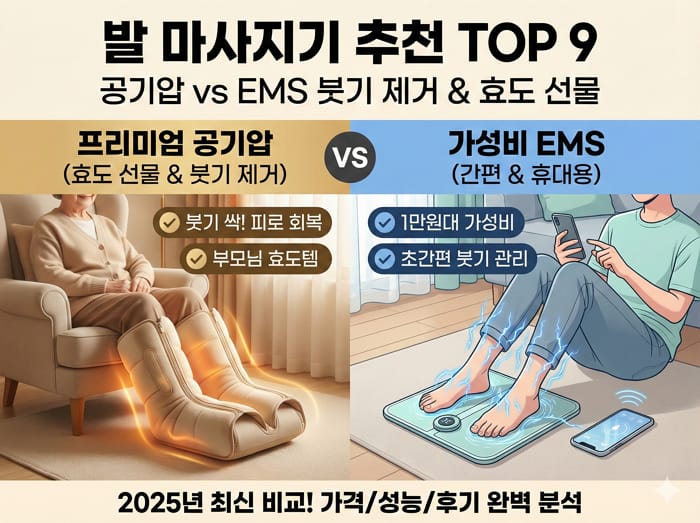 종아리 마사지기 고르는법 공기압 롤링 진동 방식 비교