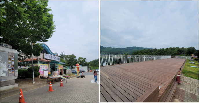 특산물가게와 저수지뷰 전망대