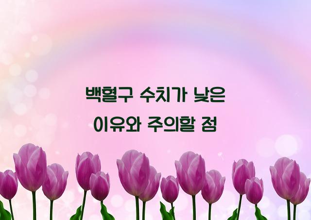 백혈구 수치가 낮은 이유