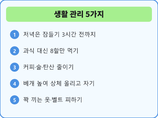 역류성 식도염 생활 관리 5가지
