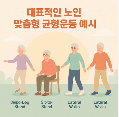 대표적인 노인 맞춤형 균형운동 예시