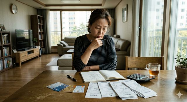 고유가 피해지원금 사용처를 확인하며 생활비 절약 계획을 세우는 모습