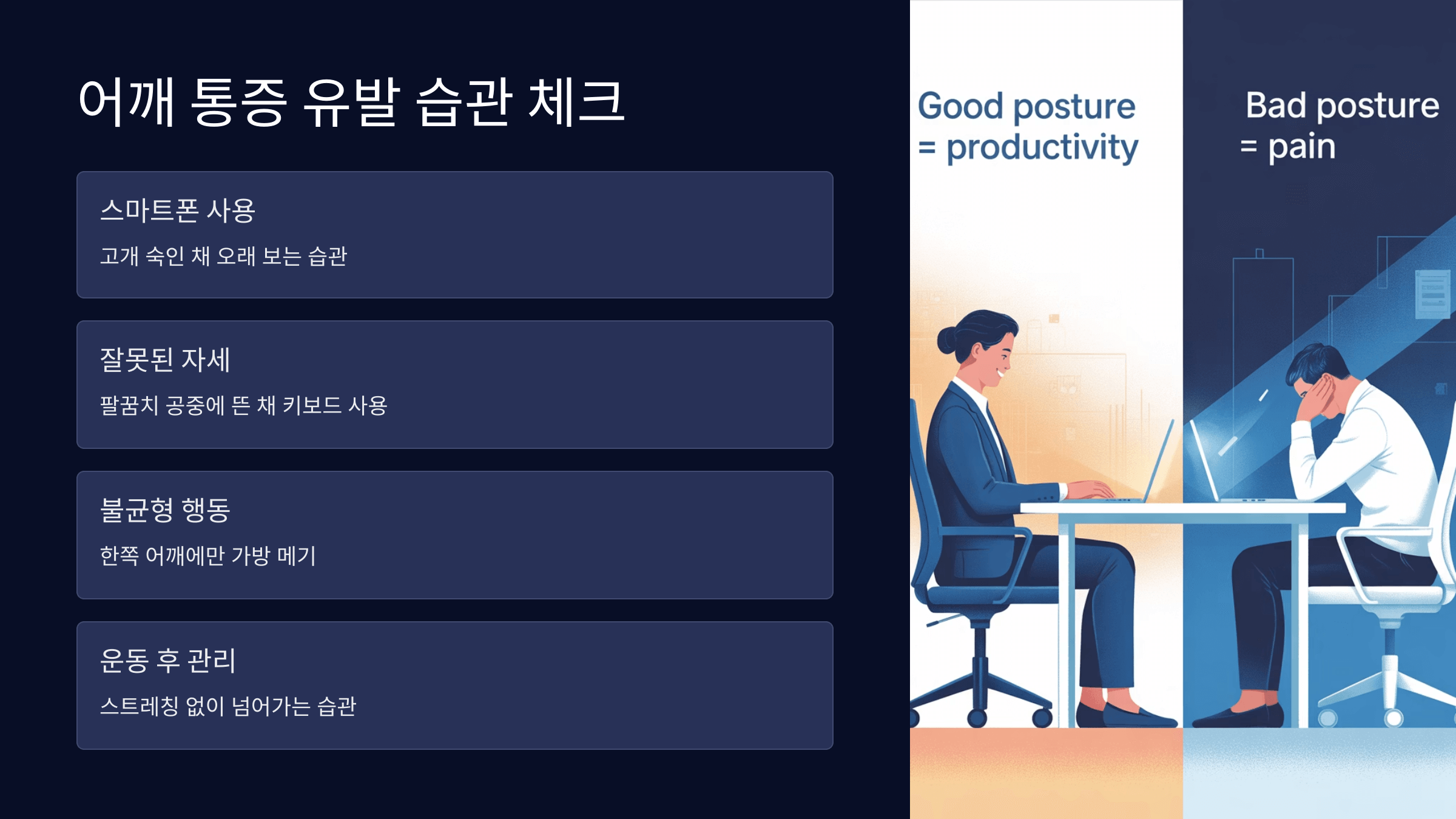 어깨 통증 유발 습관 체크