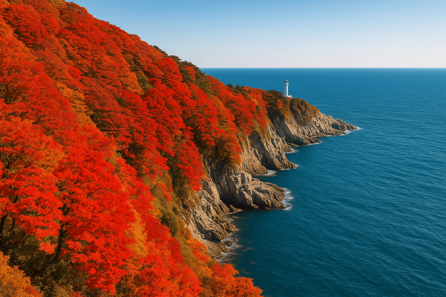 10월 가을빛으로 물든 부산 태종대, 절벽 위의 단풍 여행