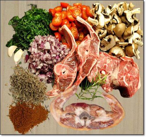 커민과 양고기 및 채소