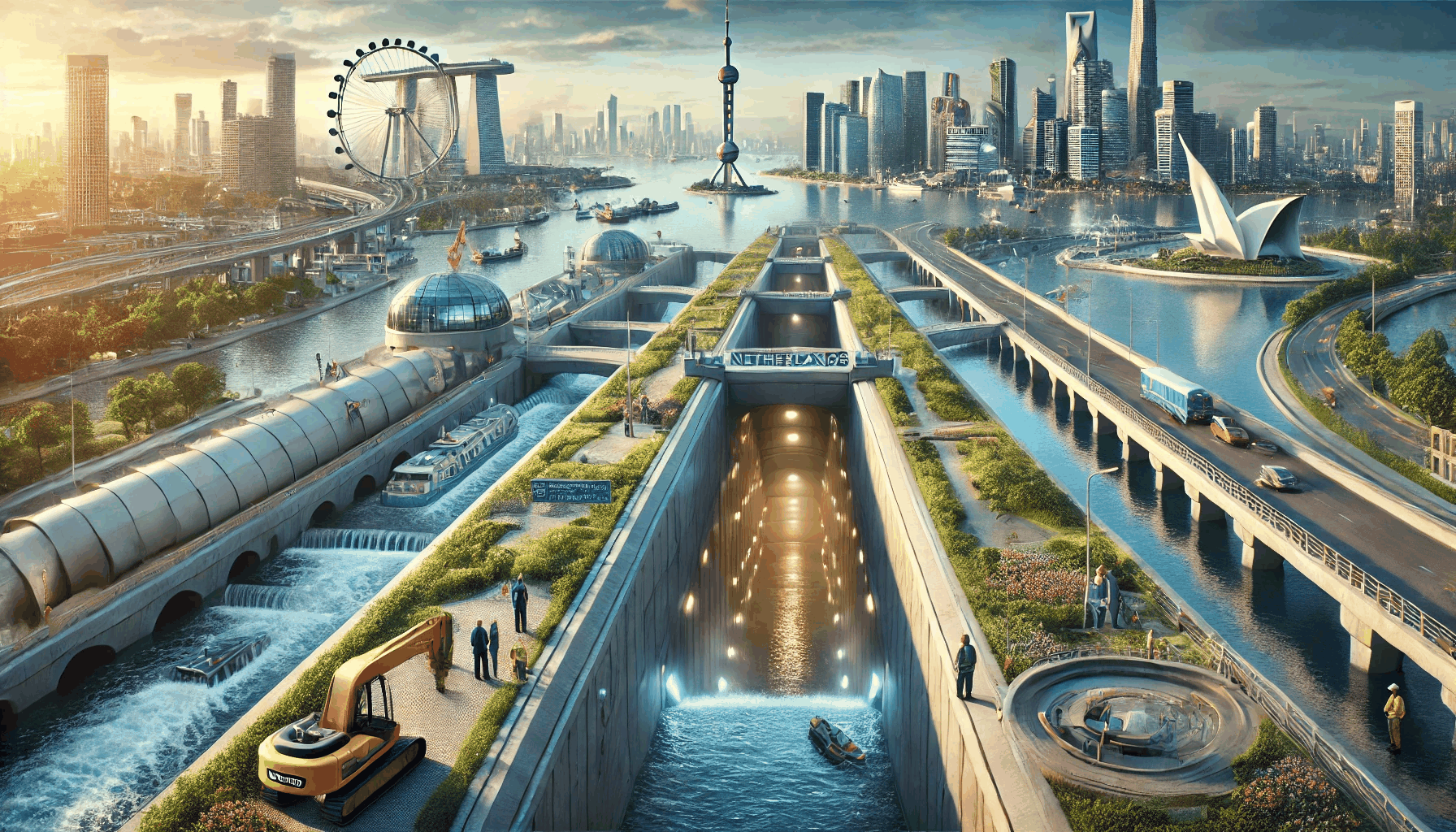 세계 각국의 첨단 배수시설을 보여주는 실사 이미지