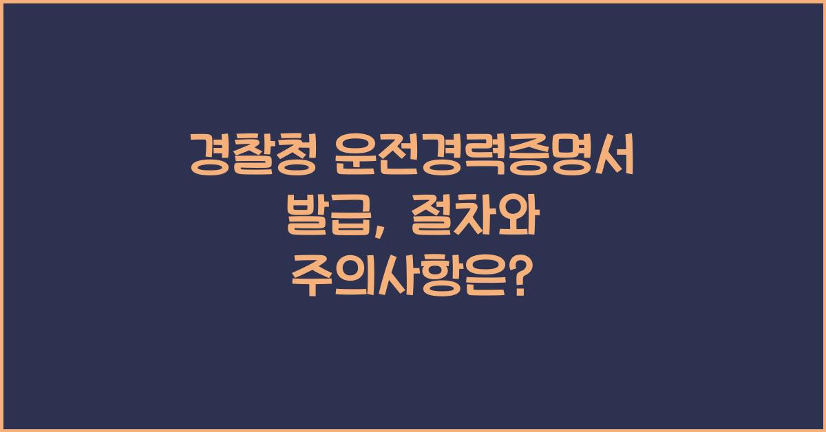 경찰청 운전경력증명서 발급