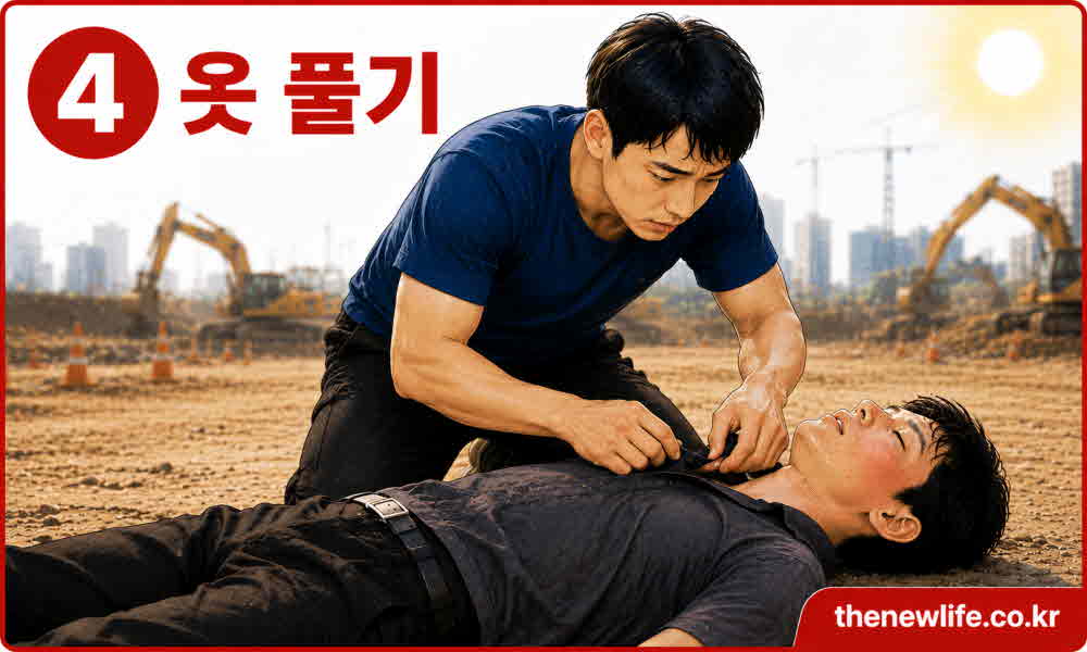 열사병 응급 처치 옷 풀기 열 배출
