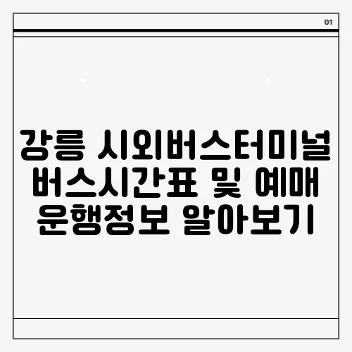 강릉 시외버스터미널 버스시간표 및 예매 운행정보 알아보기