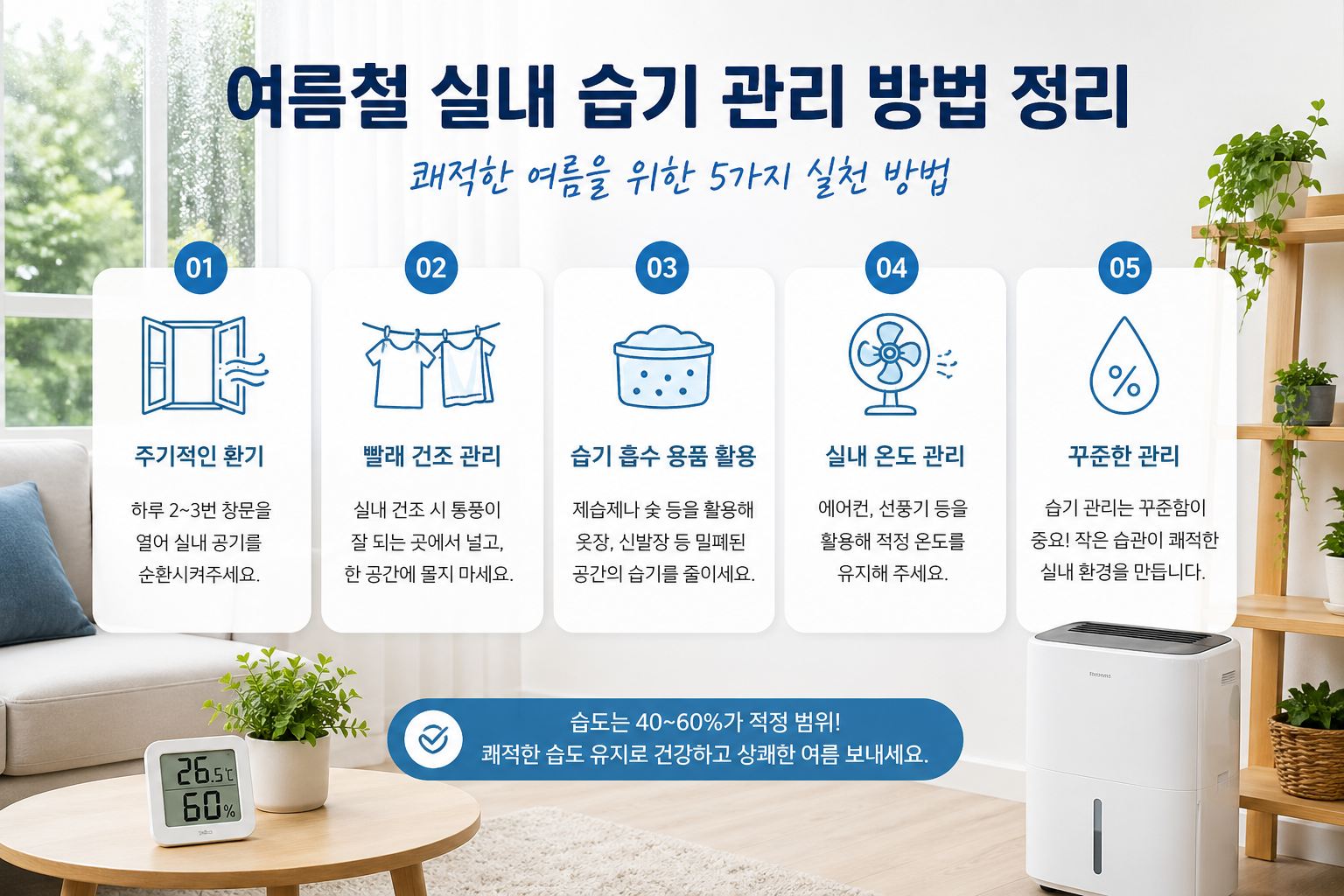 여름철 실내 습기 관리 방법 정리