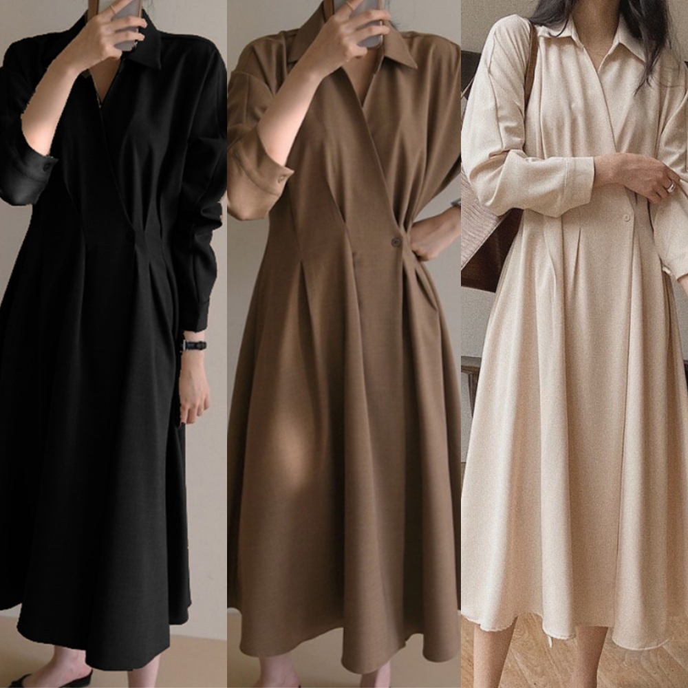 봄 롱 하객 셔츠 랩 정장 블랙 원피스 결혼식 돌잔치엄마 커플 시밀러룩